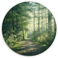 WANDBILD Wald - Weg - Sonne - Bäume - Grün - Natur Room Decor 140x140 cm - Waldgrün, Kunststoff (140/140cm) - MuchoWow