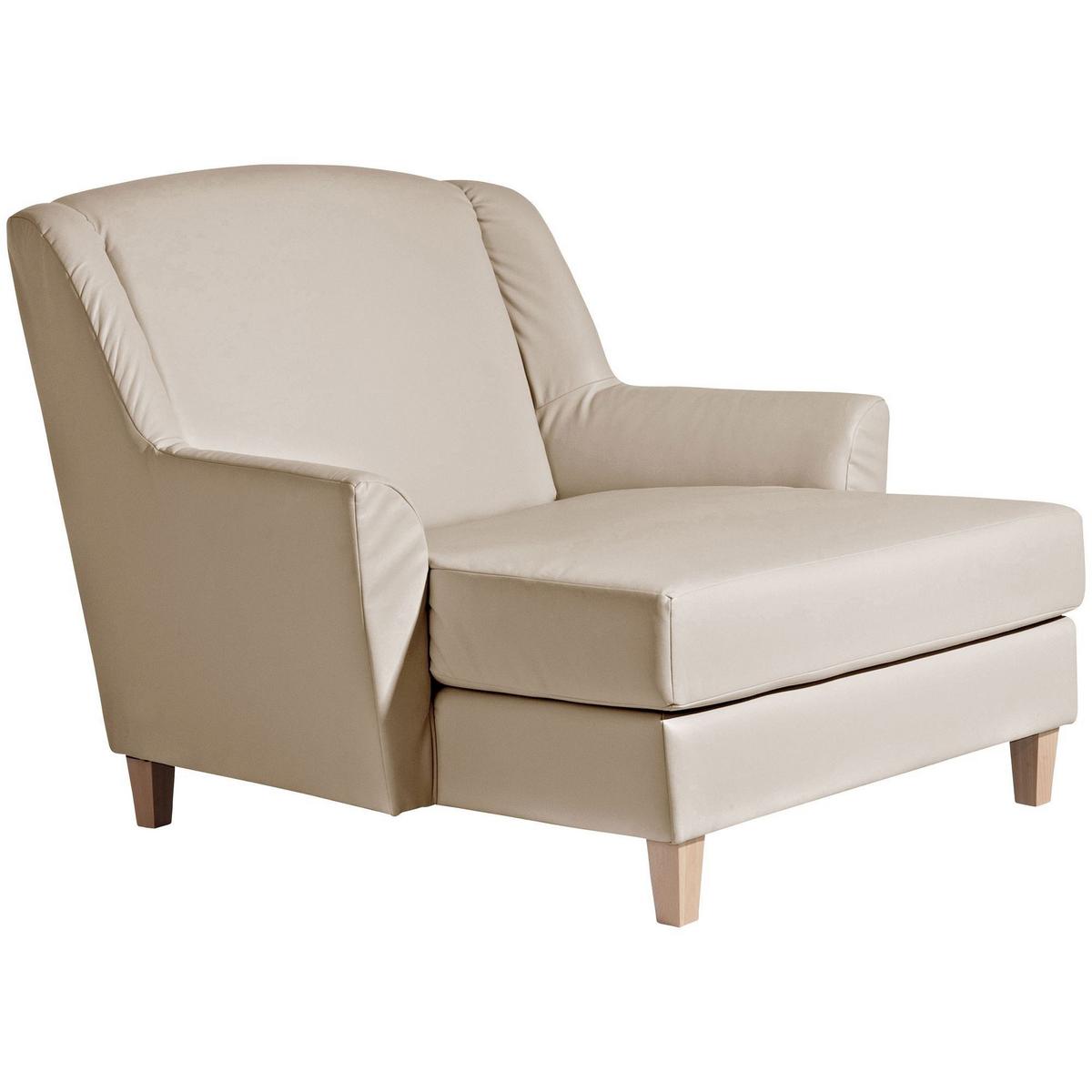 SESSEL XXL Karil Bezug Kunstleder Buche natur / beige - Weiß, Kunststoff (136/107/142cm) - 58aufmkessel