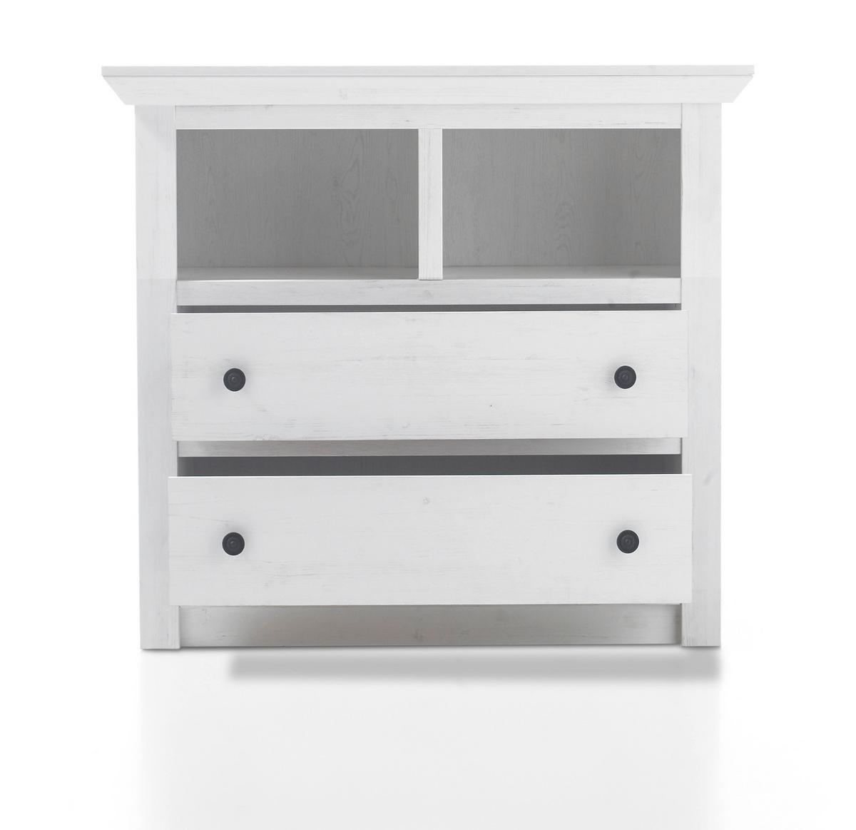 GARDEROBE Pinie weiß Set 3-teilig 220 cm, Garderobenkombination Landhaus - Schwarz/Weiß, Holzwerkstoff/Metall (220/206/45cm) - Furn.Design