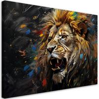 WANDBILD löwe auf dunklem hintergrund - Multicolor, Textil (60/40cm) - Feeby