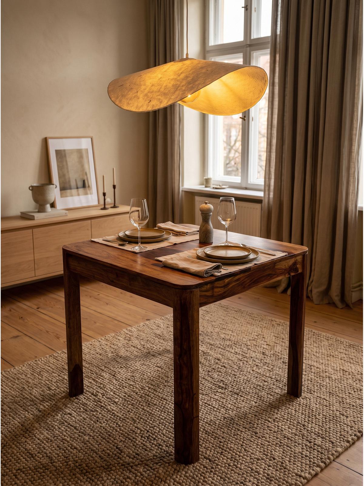 ESSTISCH CHARENTE, Dunkles Massivholz, handgefertigt, 80 x 80 x 76 cm - Braun, Holz (80/80/76cm) - KADIMA DESIGN
