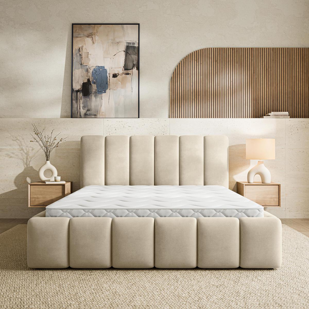 POLSTERBETT RANIS 120x200 cm mit Bettkästen - Beige - Beige, Holz/Textil (120/200cm) - MASSENO