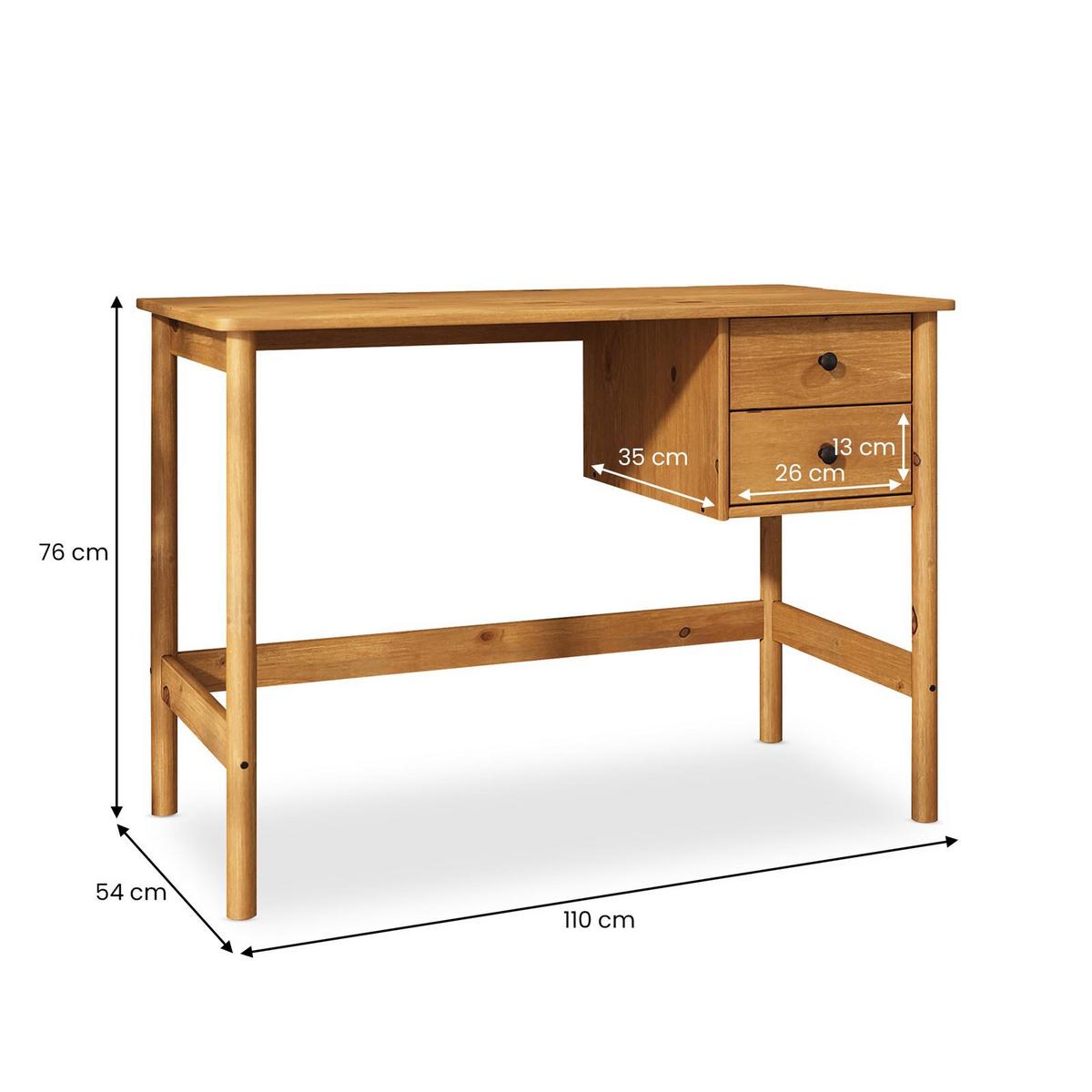 SCHREIBTISCH MARLO Eiche - Eichefarben, Holz (54/110/76cm) - IDIMEX