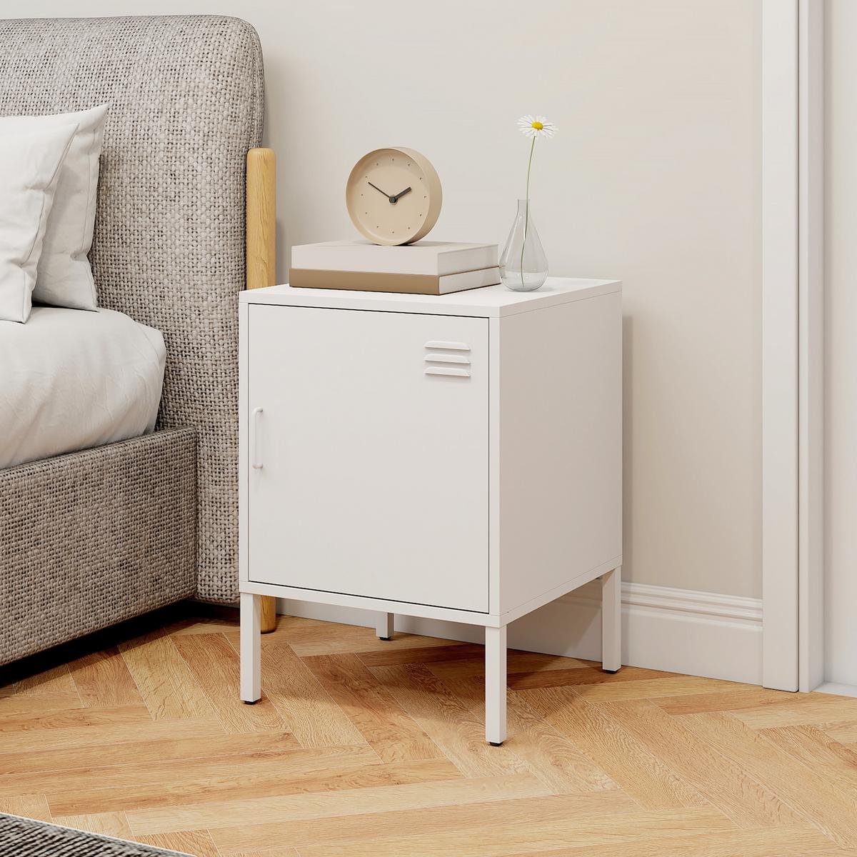 NACHTTISCH Stahl Weiß - Weiß, Metall (40/56/40cm) - HOMCOM