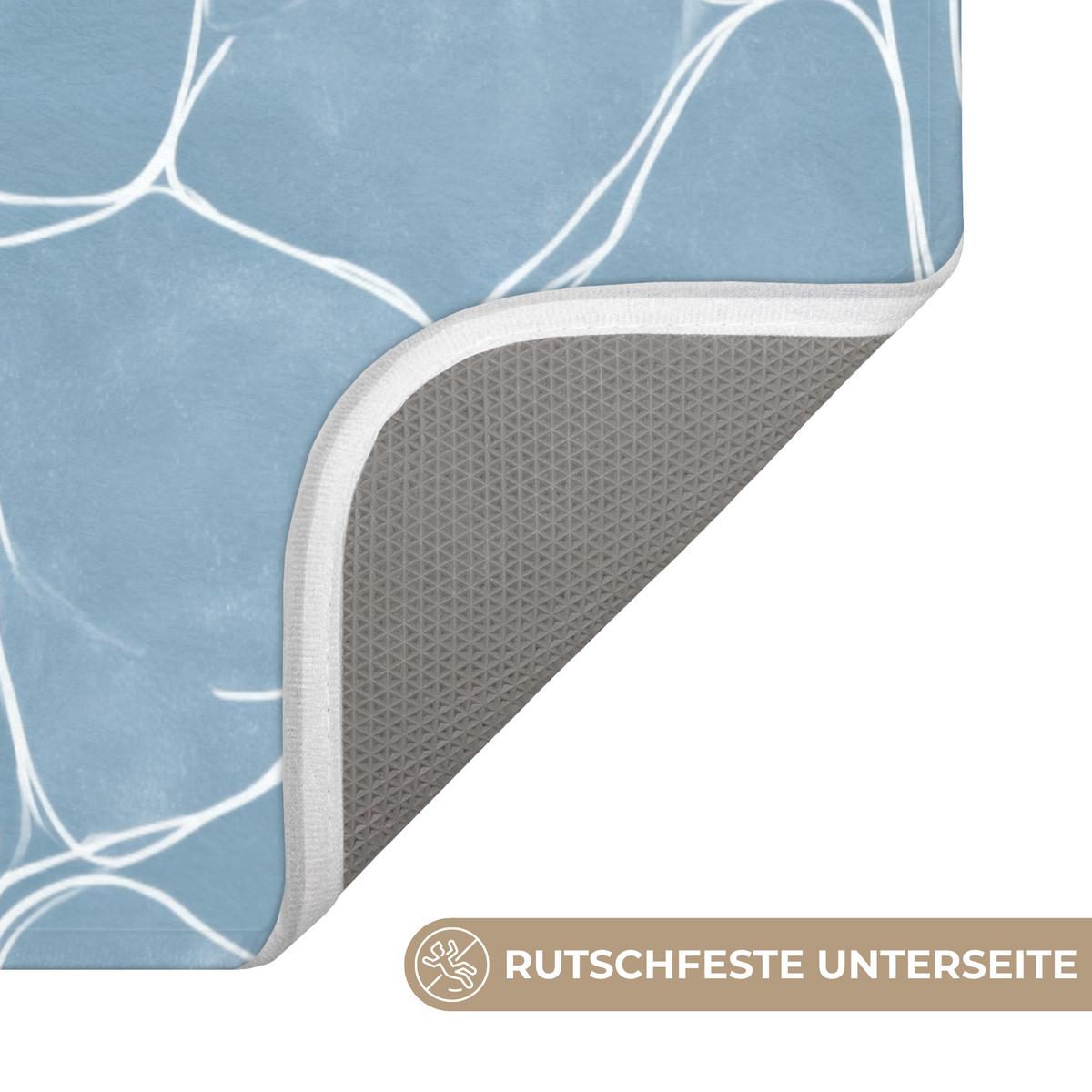 BADEMATTE Organisch - Muster - Blau 60x120 cm - Hellblau, Textil (60/120cm) - OnlyWow