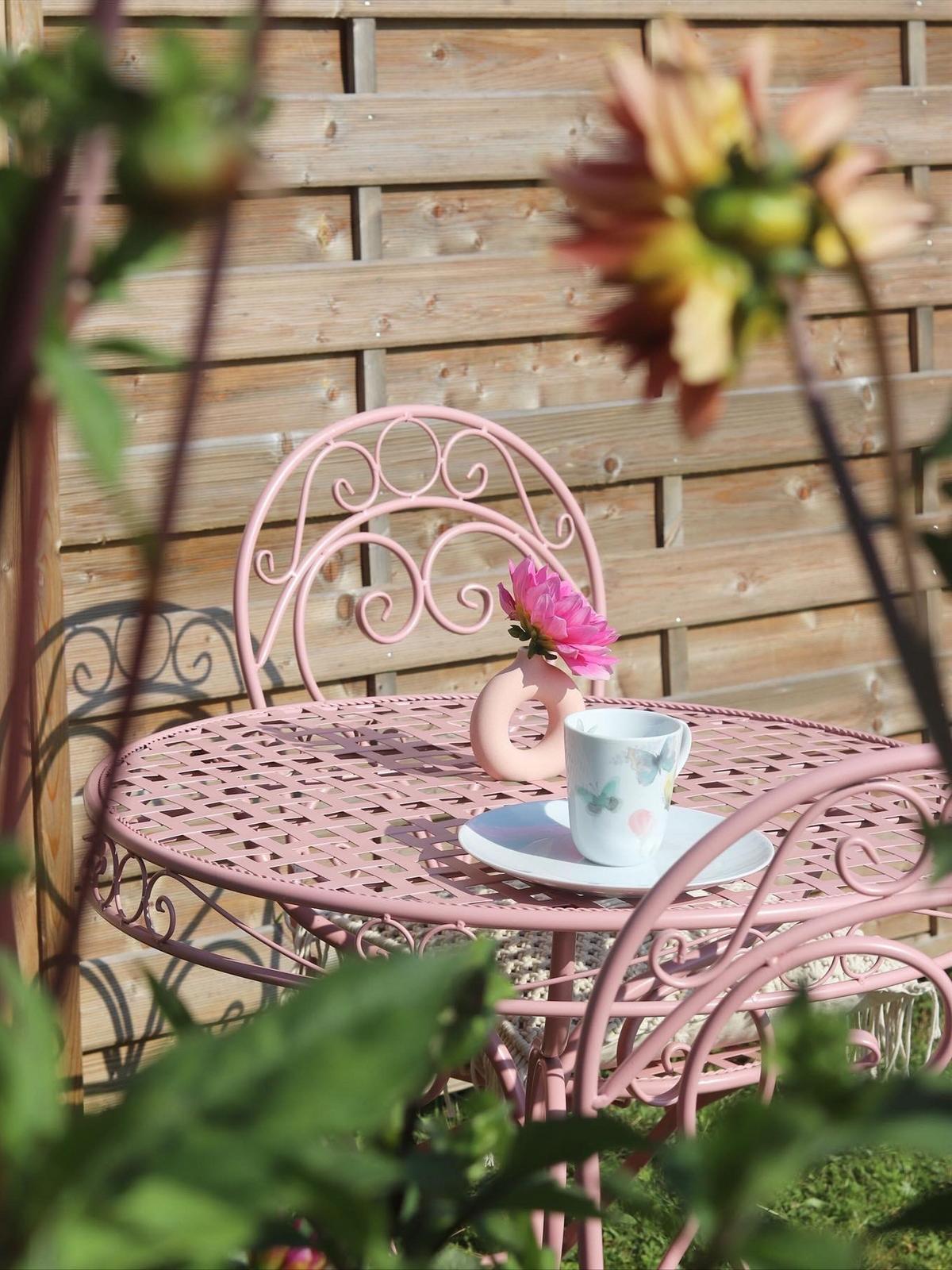 GARTENTISCH Metall Rosa Albinia - Pink, Metall (70/70/74cm) - Beliani