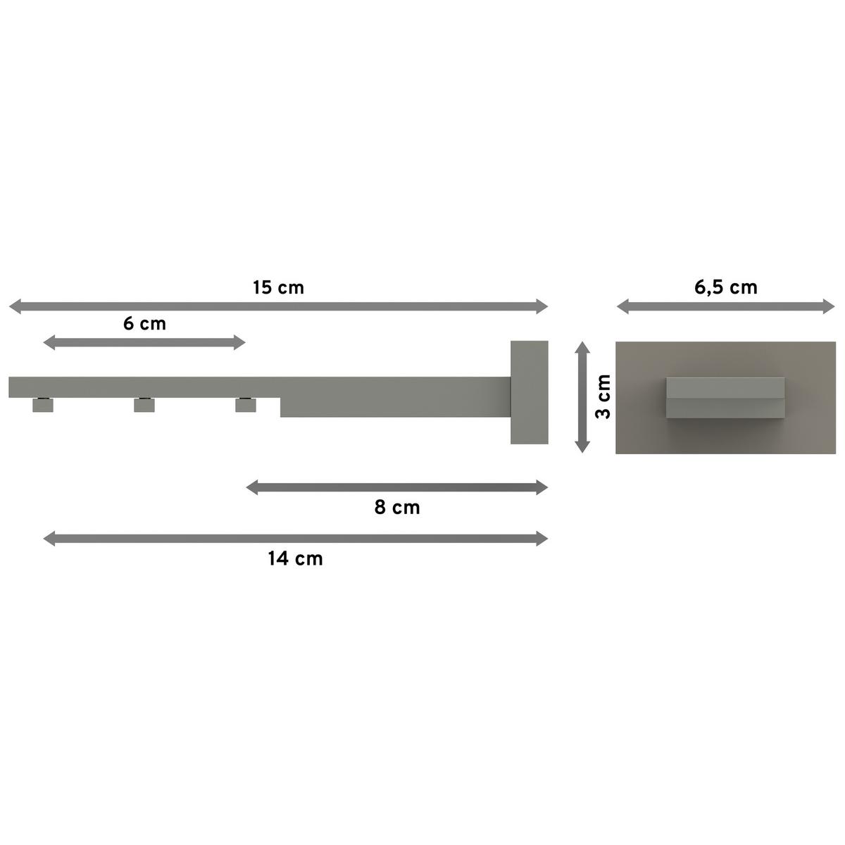 TRÄGER FÜR GARDINENSTANGEN INNENLAUF 20x20 mm, Quadline (Multi) Langloch 1 bis 3-läufig, Satin-Silber - Silberfarben, Metall (15.9/3.2/6.6cm) - INTERDECO