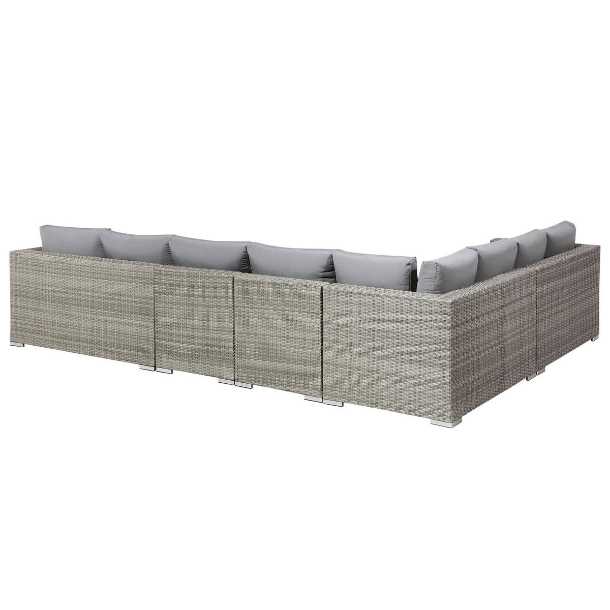 LOUNGE-SET 8-Sitzer hellgrau linksseitig modular Auflagen grau XXL - Hellgrau/Grau, Kunststoff - Beliani