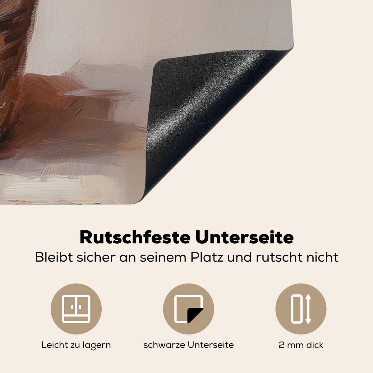 HERDABDECKPLATTE Korb - Eier - Rosa Induktionsschutz 91.2x52 cm - Beige, Kunststoff (91.2/52/0.2cm) - MuchoWow
