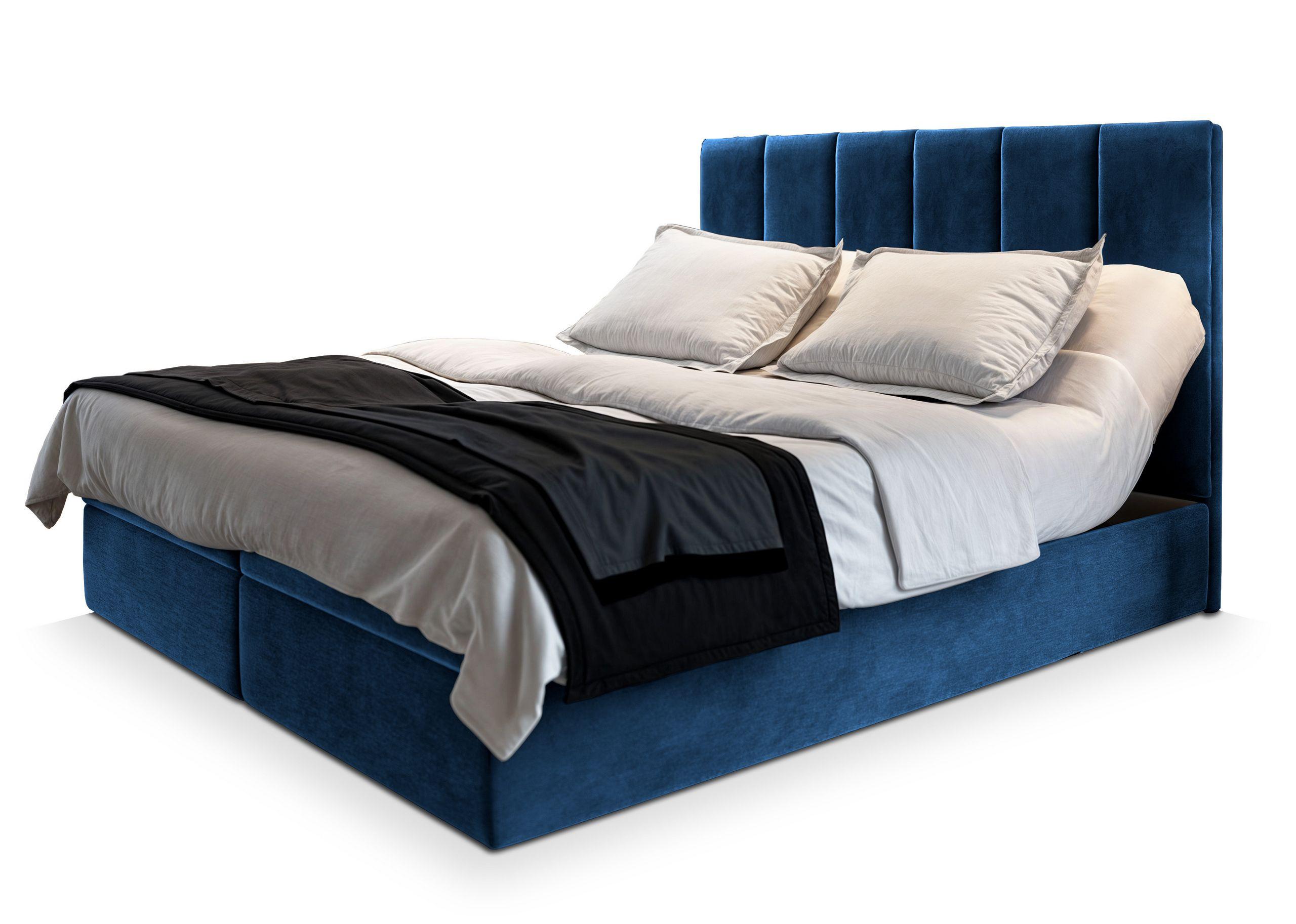 BOXBETT BARINO 140x200 cm mit Matratze und Topper - Blau - Blau, Holz (140/200cm) - MASSENO