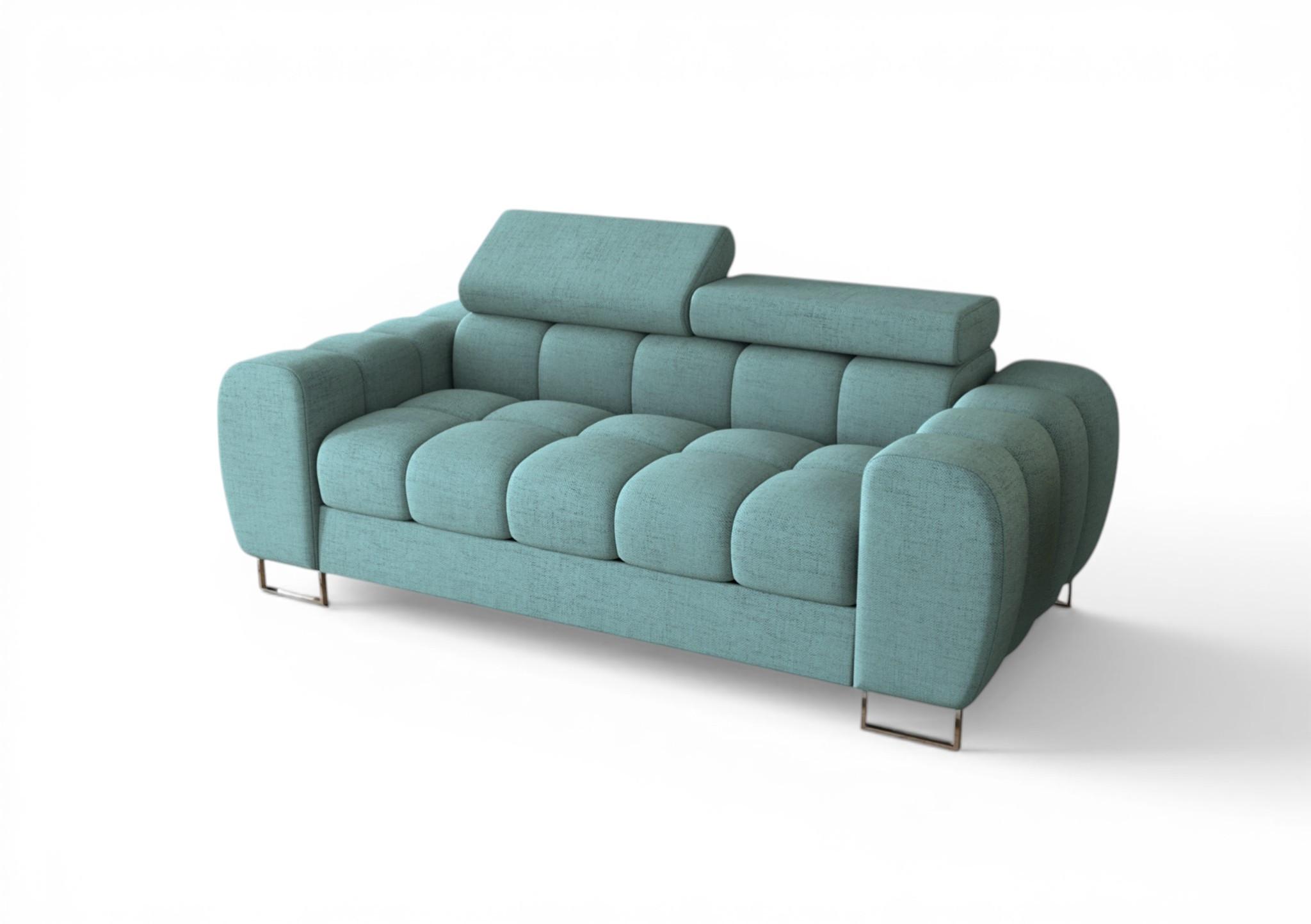 SOFA 2-sitzer Bastien In Stoff Moly - Blau, Holzwerkstoff/Textil (195/95/97cm) - Fun Möbel