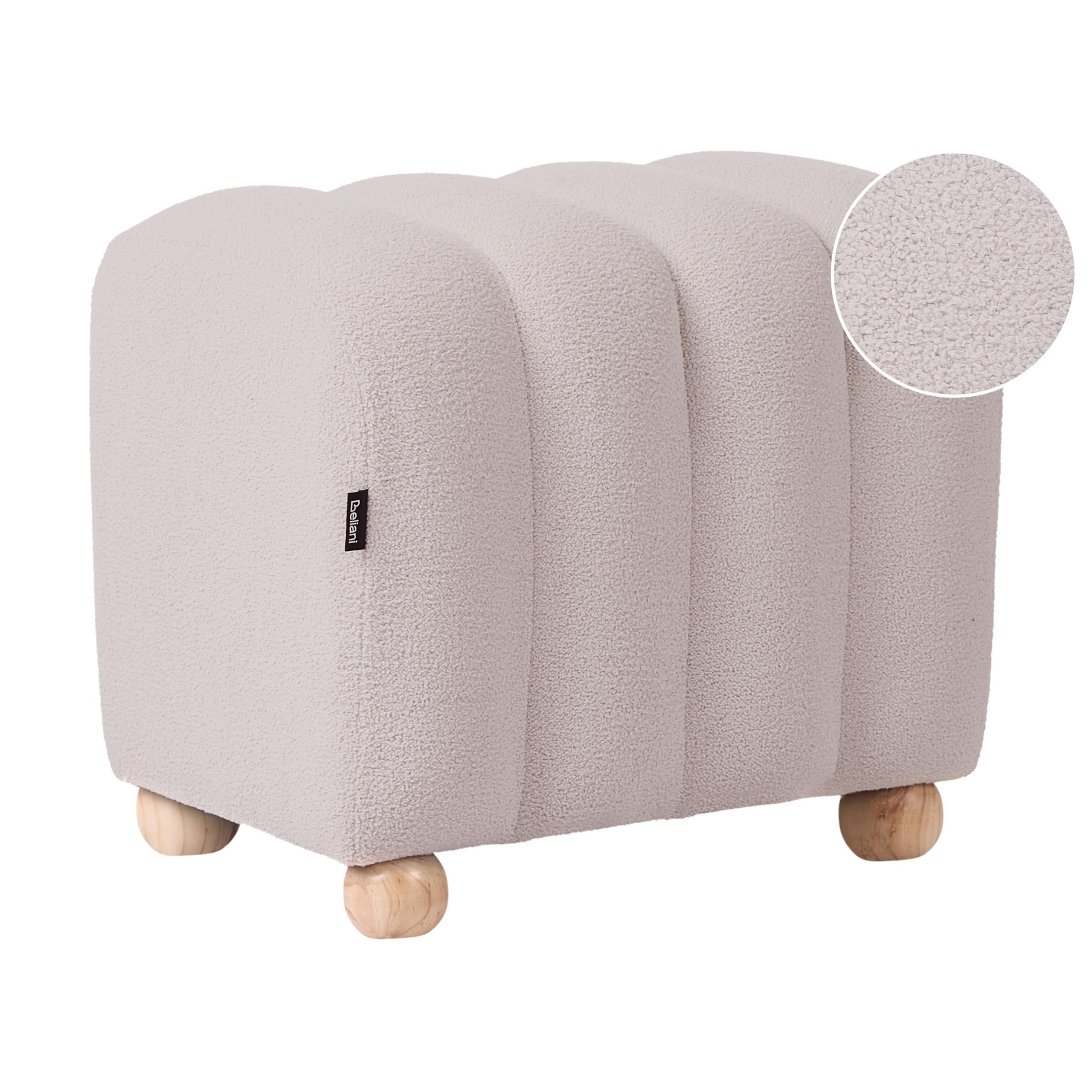 POUF Bouclé Cremeweiß Idyllwild - Weiß, Textil (49/45/39cm) - Beliani