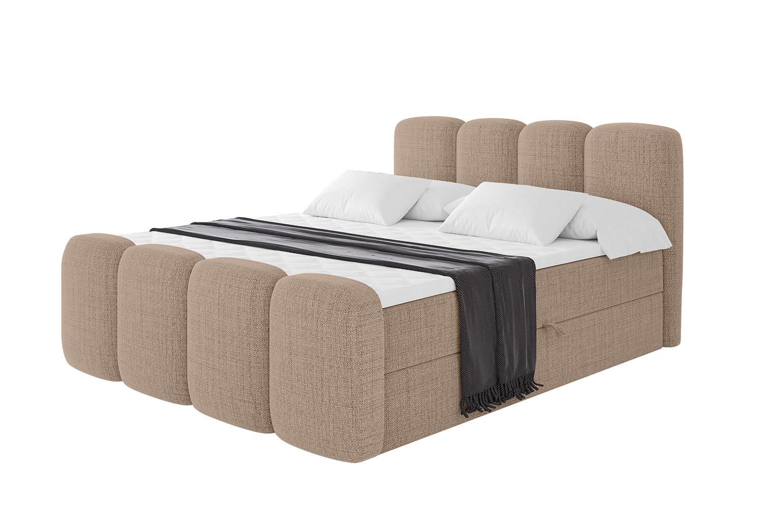 BOXBETT mit Matratze H4 und Lattenrost - NINA-Z - 160x200 cm Aragon - Dunkelbeige - Cappuccino, Holzwerkstoff (160/200cm)