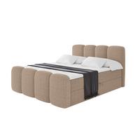 BOXBETT mit Matratze H4 und Lattenrost - NINA-Z - 200x200 cm - Dunkelbeige - Cappuccino, Holzwerkstoff (200/200cm)