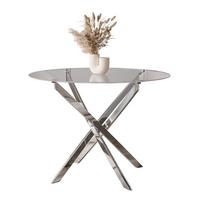 ESSTISCH BEIRA Runder Tisch 90 cm mit Glasplatte und Chrom Tischbeine - Chromfarben/Goldfarben, Glas (90/90/72cm) - Lookway
