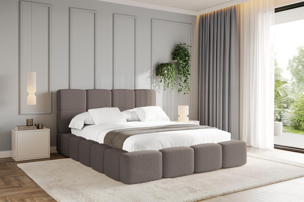 POLSTERBETT mit Bettkasten und Lattenrost mit Kopfteil, Boxbett ohne Matratze, mit Stauraum - NATA 140x200 Braun - Braun, Holzwerkstoff/Textil (140/200cm) - ALTDECOR