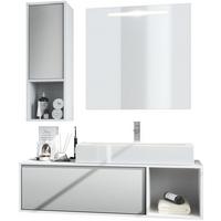 BADMÖBELSET La Costa Fronten in Hellgrau seidenmatt - Greige, Holzwerkstoff (126.5/190/46cm) - Vladon