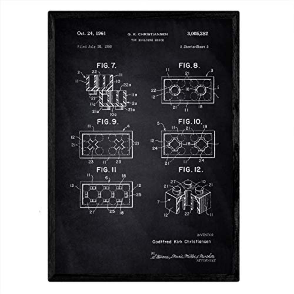 POSTER Lego Bausteine Patent A3 Rahmenlos - Schwarz, Papier (29.7/5/42cm) - Nacnic
