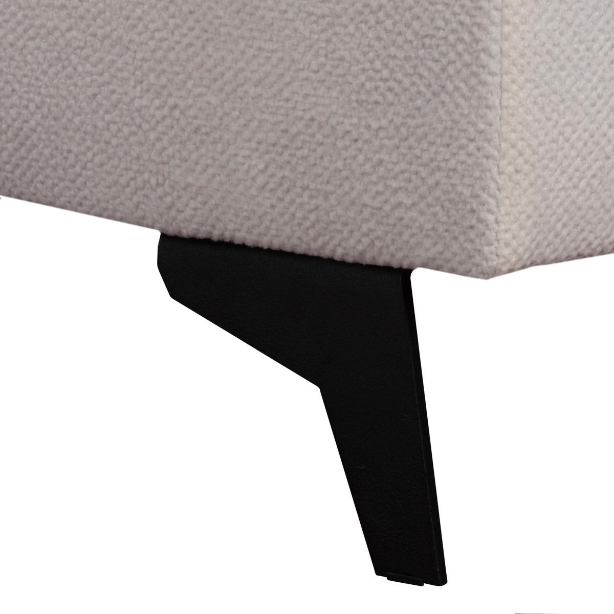 WOHNLANDSCHAFT VOLA Weiß Velours-Stoff mit Schlaffunktion - Weiß, Holz (348/105/199cm) - MASSENO