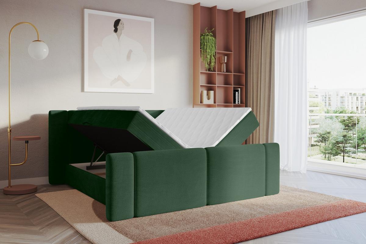 BOXBETT mit Matratze H4 - EVON Zanozek - 180x200 cm Grün - Grün, Holzwerkstoff (180/200cm) - ALTDECOR