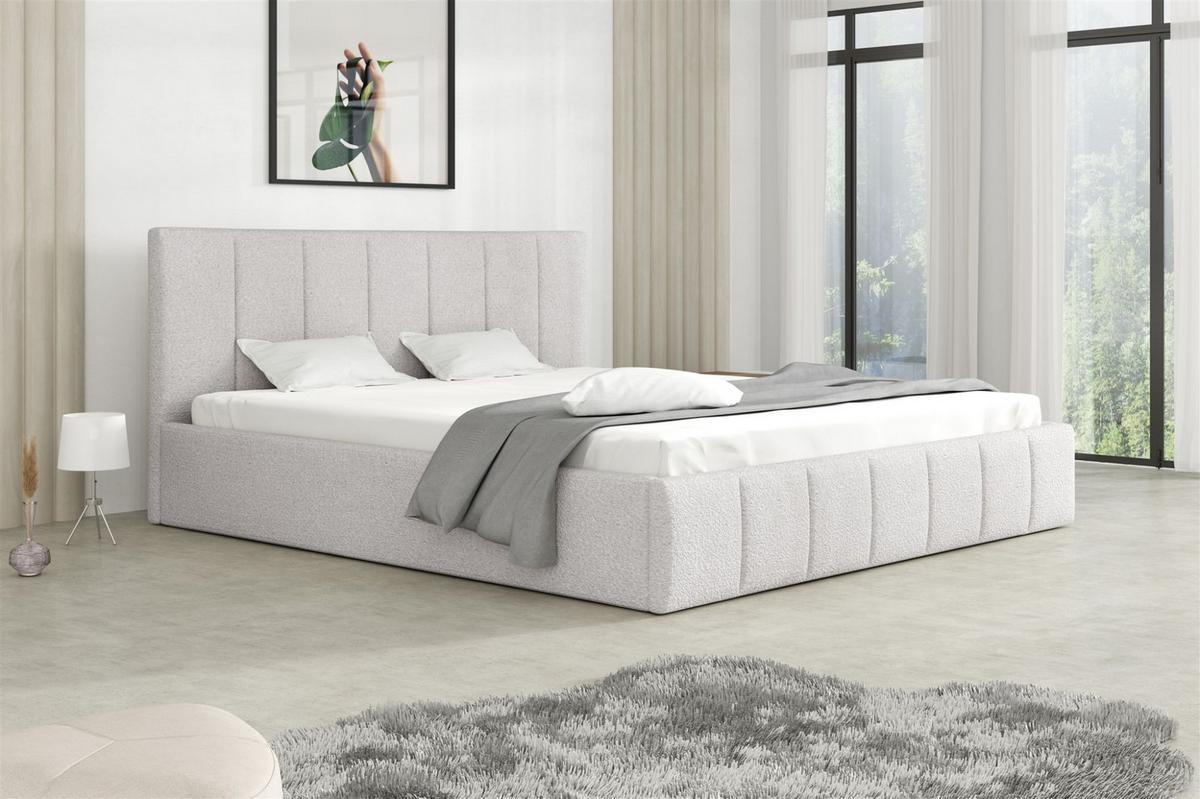 POLSTERBETT Detroit Komplettset - Hellgrau, Holzwerkstoff/Textil (160/200cm) - Fun Möbel