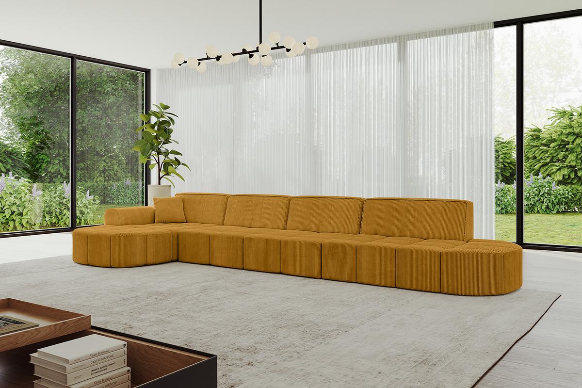 ECKSOFA Ottomane Links LIVO-L3 - 422x173x79,5 cm Senfgelb - Currygelb/Gelb, Holzwerkstoff/Textil (422/173cm) - ALTDECOR