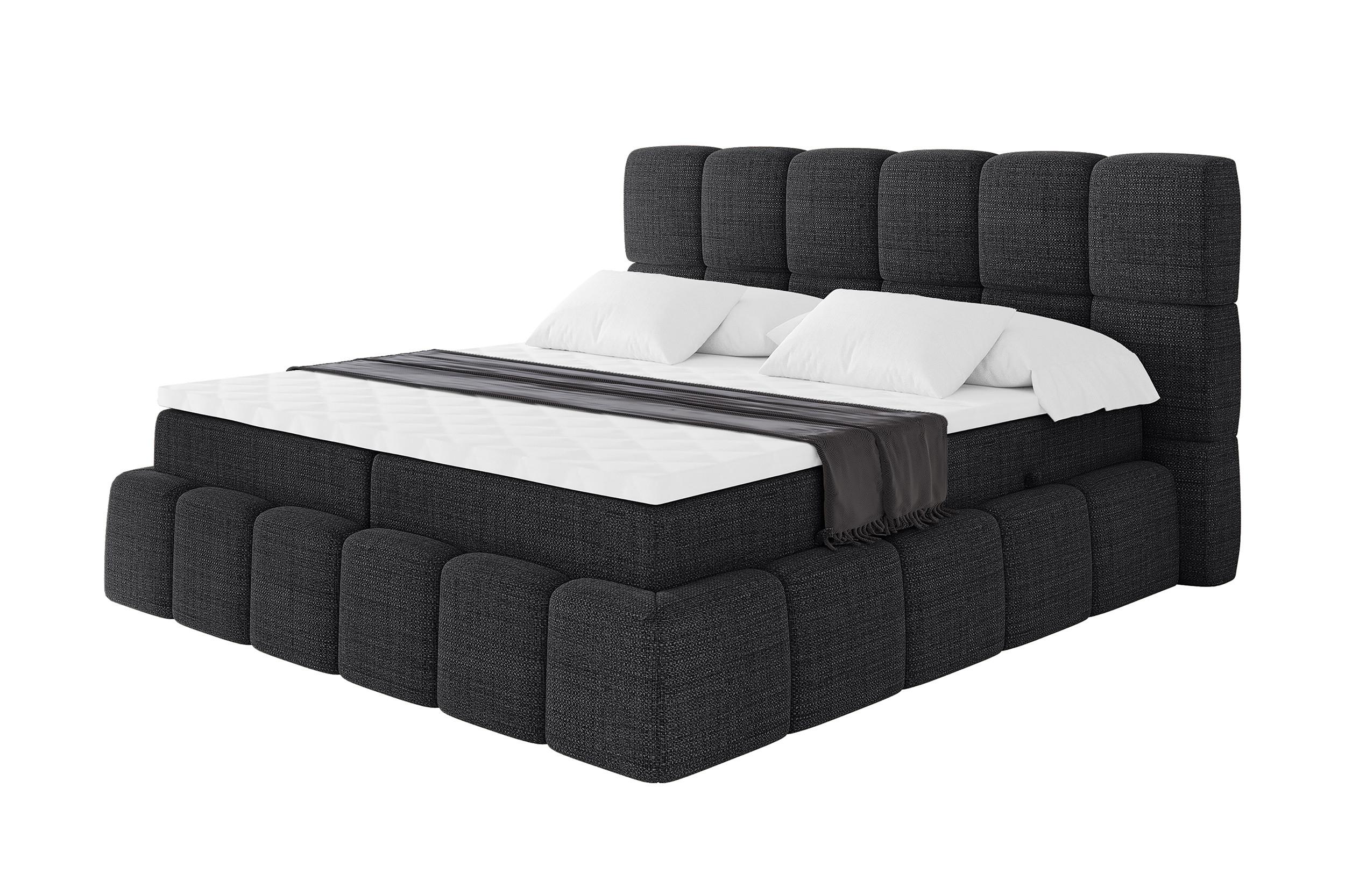 BOXBETT - AURI-H3 - 140x200 Schwarz Aragon - Schwarz, Holzwerkstoff (140/200cm) - ALTDECOR