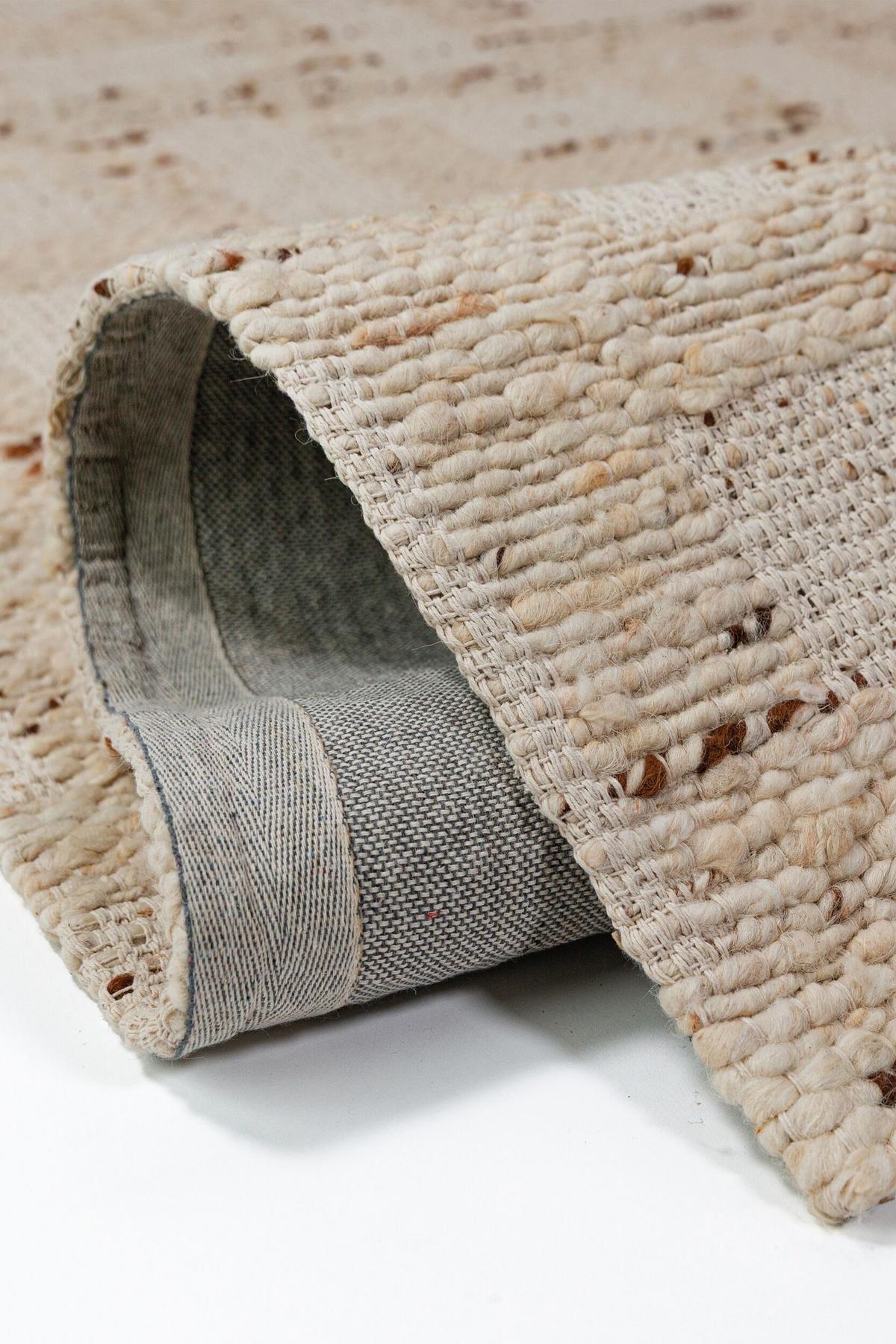 WOLLTEPPICH handgewebt ELIN, geometrisch, Natur, 140 x 200 cm - Beige, Textil (200/140cm) - KADIMA DESIGN