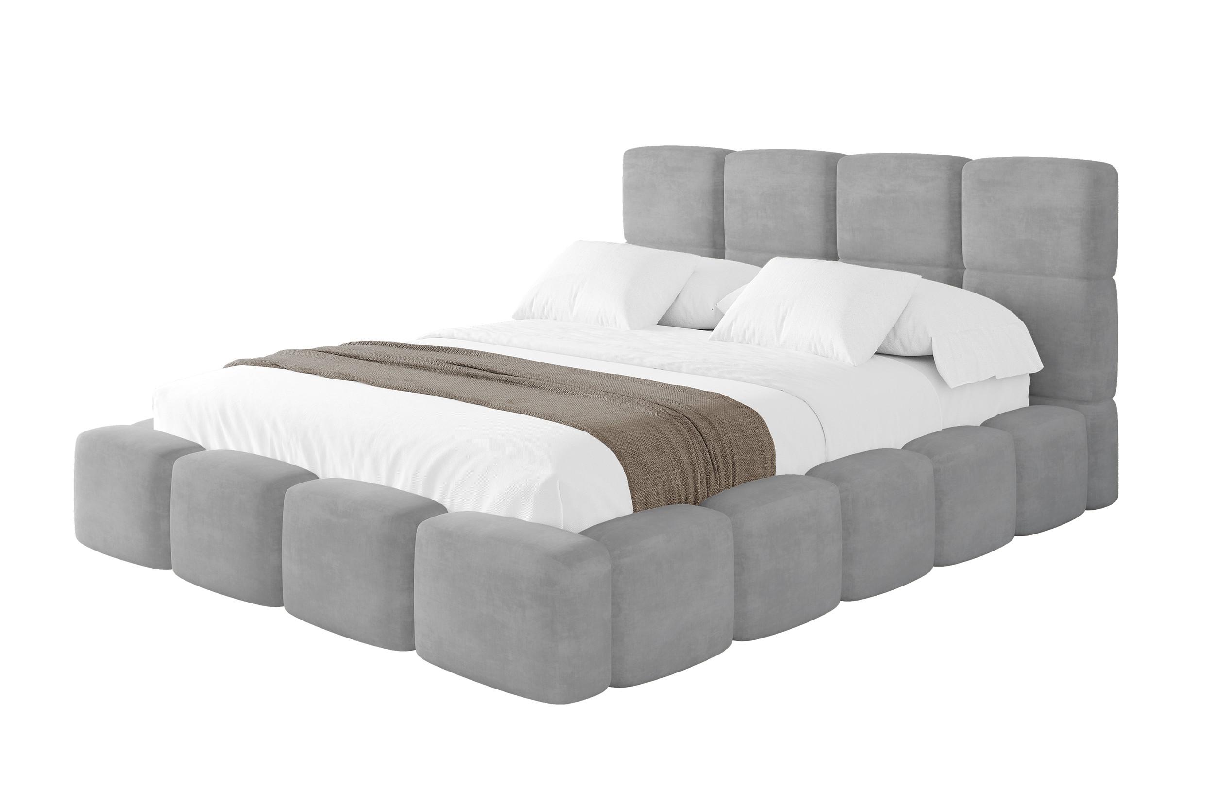 POLSTERBETT mit Bettkasten und Lattenrost, Bett mit Matratze H3/H4, Kopfteil, Boxbett, Doppelbett mit Stauraum - NATA 160x200 Grau - Anthrazit, Holzwerkstoff/Textil (160/200cm) - ALTDECOR