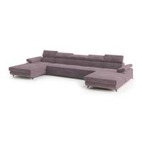 WOHNLANDSCHAFT VIVENTE Lila Velours-Stoff mit Schlaffunktion - Lila, Holz (410/89/190cm) - MASSENO