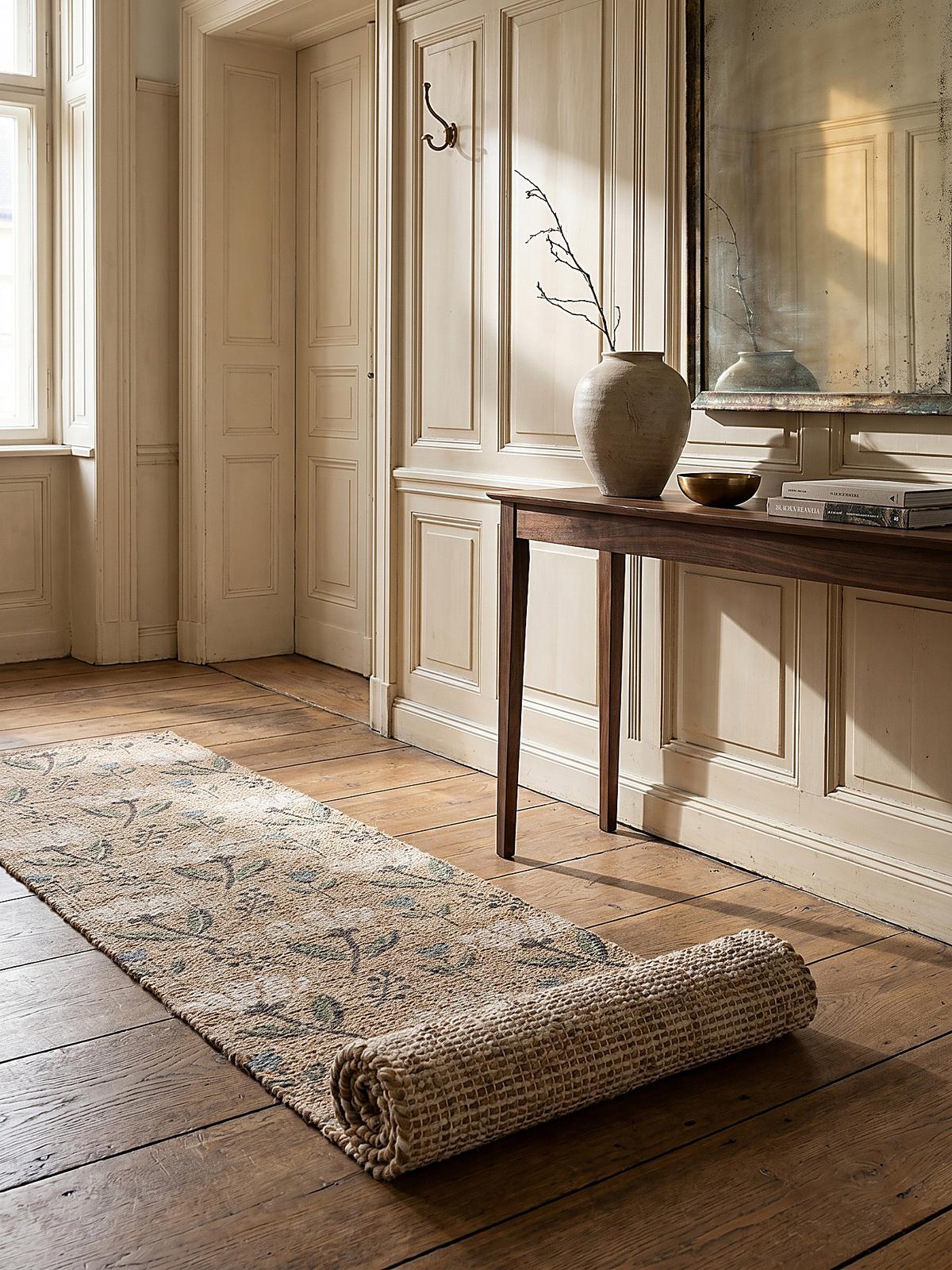 JUTETEPPICH handgewebt JED, floral, Natur, 60 x 230 cm - Braun, Textil (230/60cm) - KADIMA DESIGN