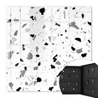 SCHLÜSSELBOX Schwarz 30x30 cm- Türöffnung nach rechts - Monochromer Terrazzo - Weiß, Metall (30/30/5cm) - TULUP
