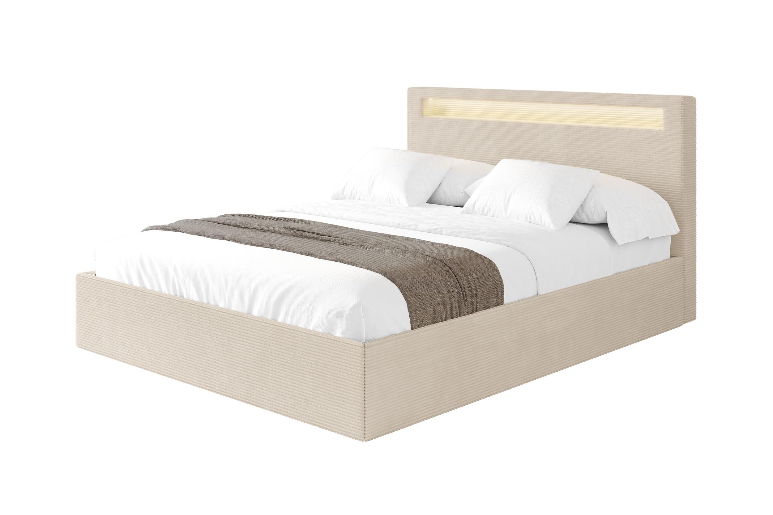 POLSTERBETT mit Bettkasten und Lattenrost, Boxbett ohne Matratze - GOLA 140x200 Beige - Kaschmir, Holzwerkstoff/Textil (140/200cm) - ALTDECOR