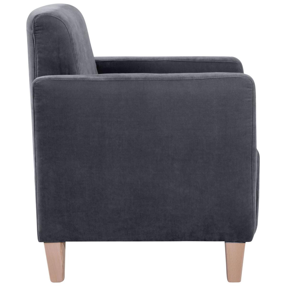 SESSEL Karol Bezug Veloursstoff Buche natur / anthrazit - Anthrazit, Kunststoff (71/81/70cm) - 58aufmkessel