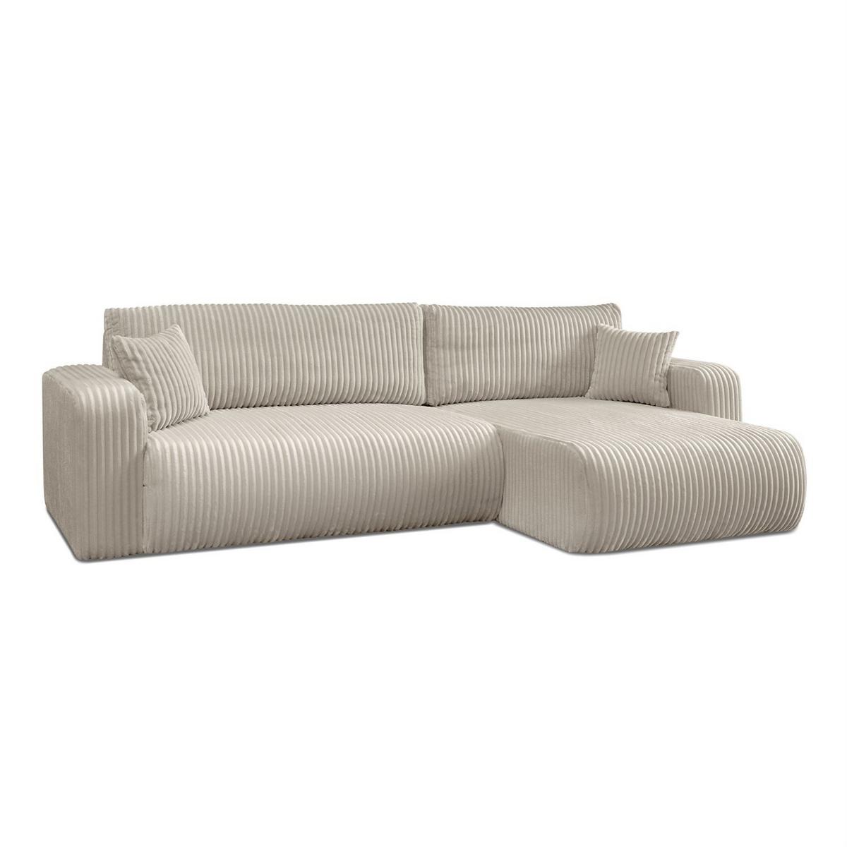 ECKSOFA PRESTIGE SOFT mit Schlaffunktion und Bettkasten, Tilia 01 - Creme, Textil (277/143cm) - Lookway