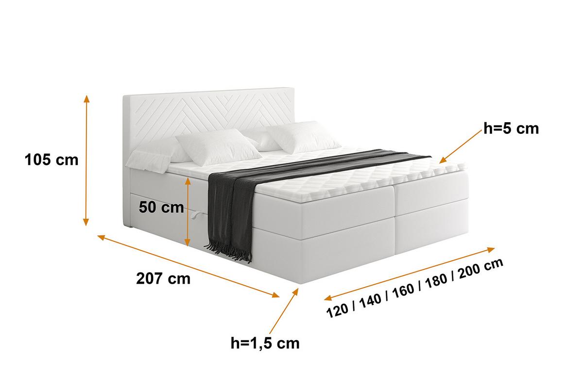 BOXBETT mit Matratze H4 und Lattenrost - VEXA - 200x200 - Weiß Kunstleder - Weiß, Holzwerkstoff/Kunststoff (200/200cm) - ALTDECOR