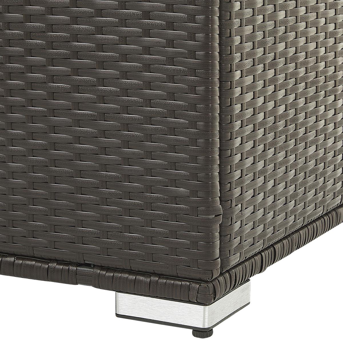 AUFLAGENBOX Rattan braun 155/75 cm Modena - Schwarz/Braun, Kunststoff (155/80/75cm) - Beliani