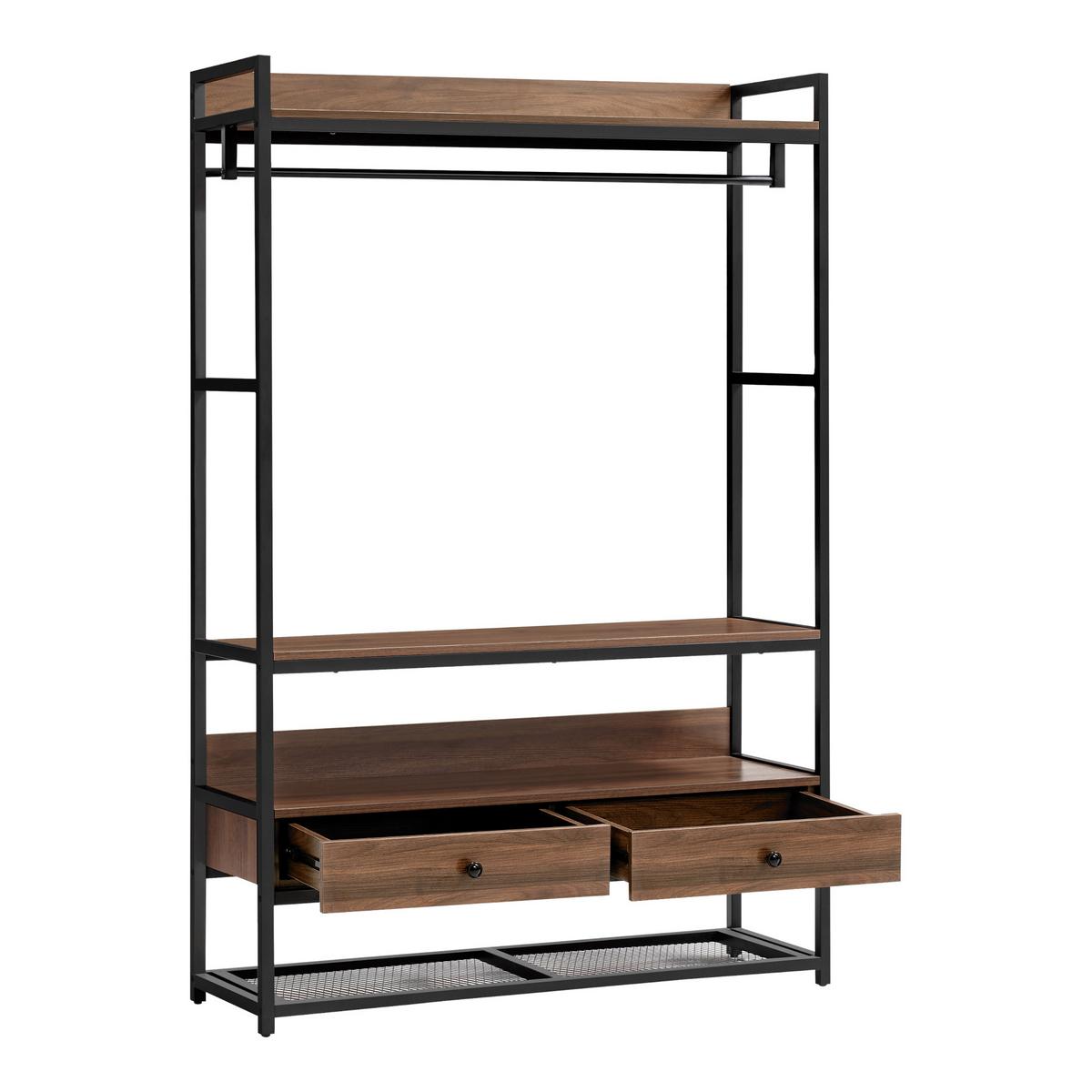 GARDEROBENSTÄNDER Isen - Walnussfarben/Schwarz, Holzwerkstoff/Metall (120/180/40cm) - [en.casa]