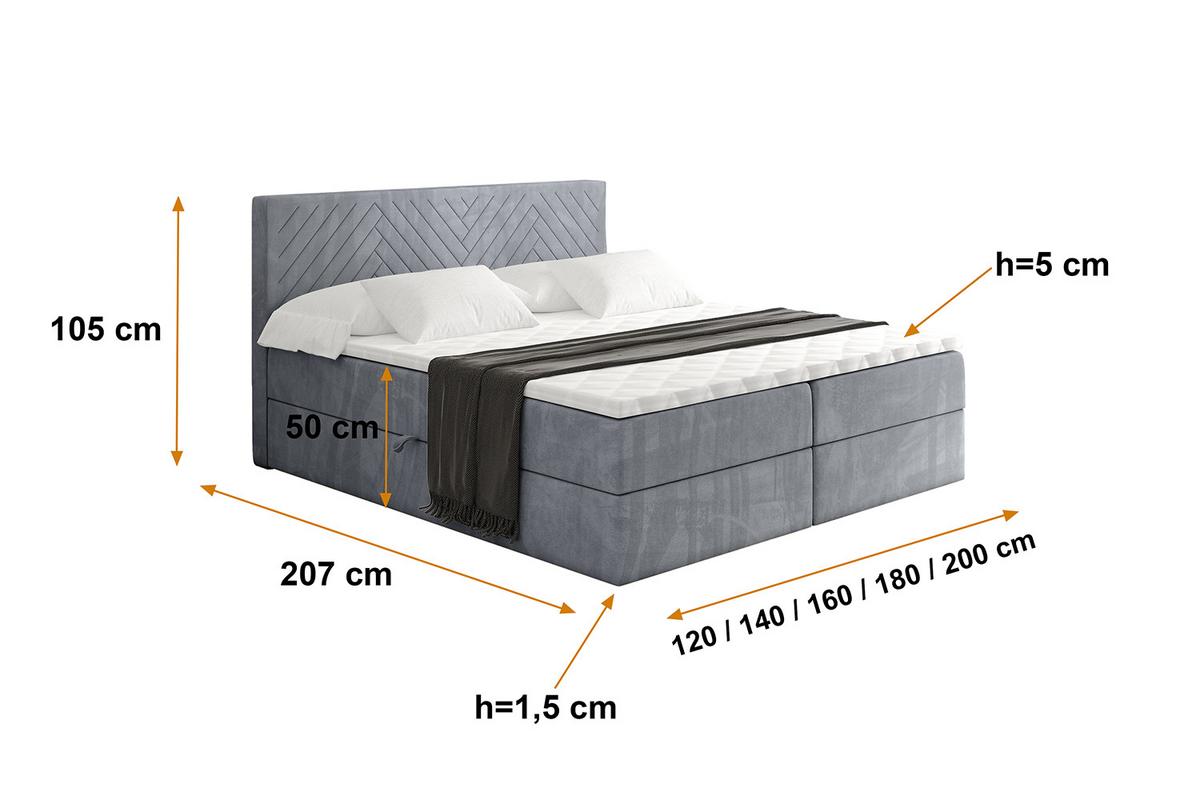 BOXBETT mit Matratze H3 und Lattenrost - VEXA - 120x200 - Grau Casablanca - Grau, Holzwerkstoff/Kunststoff (120/200cm) - ALTDECOR
