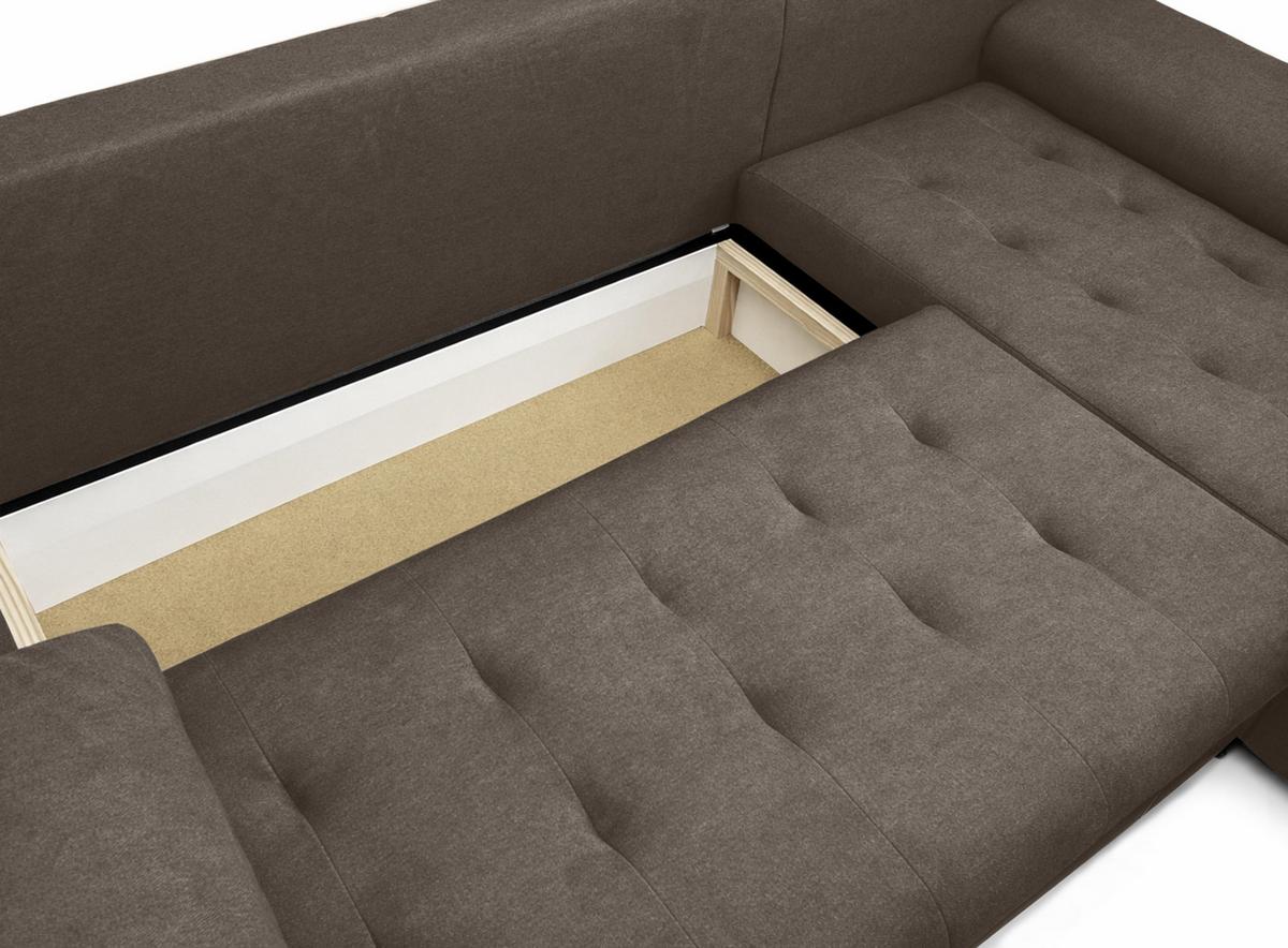 ECKSOFA L Form Manisa Braun 234/145/83 cm Rechts mit Schlaffunktion - Silberfarben/Braun, Kunststoff/Textil (234/145cm) - AX Living