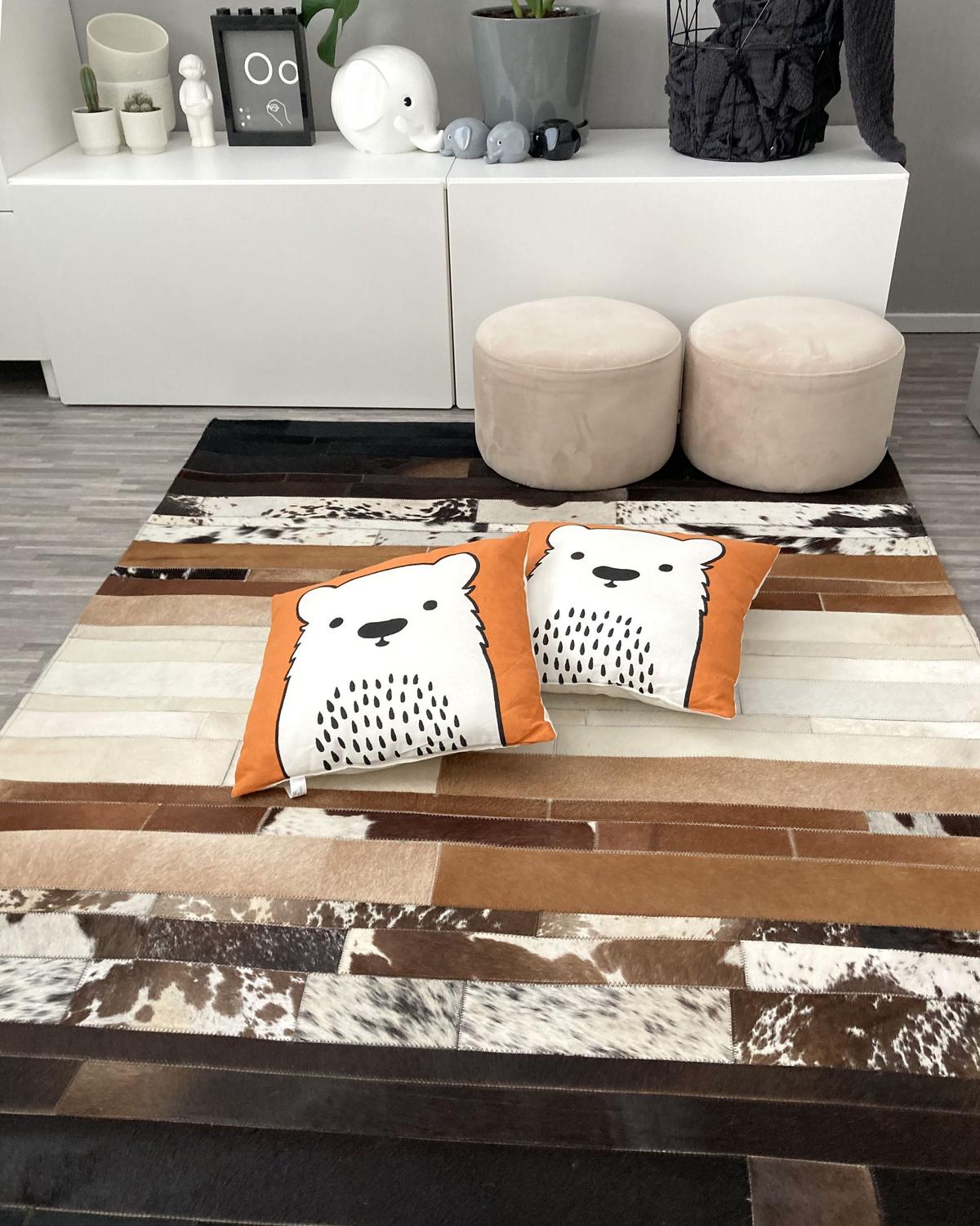 DEKOKISSEN 2er-Set Orange 45/45 cm Waranasi - Orange, Naturmaterialen/Textil (45/45cm) - Beliani