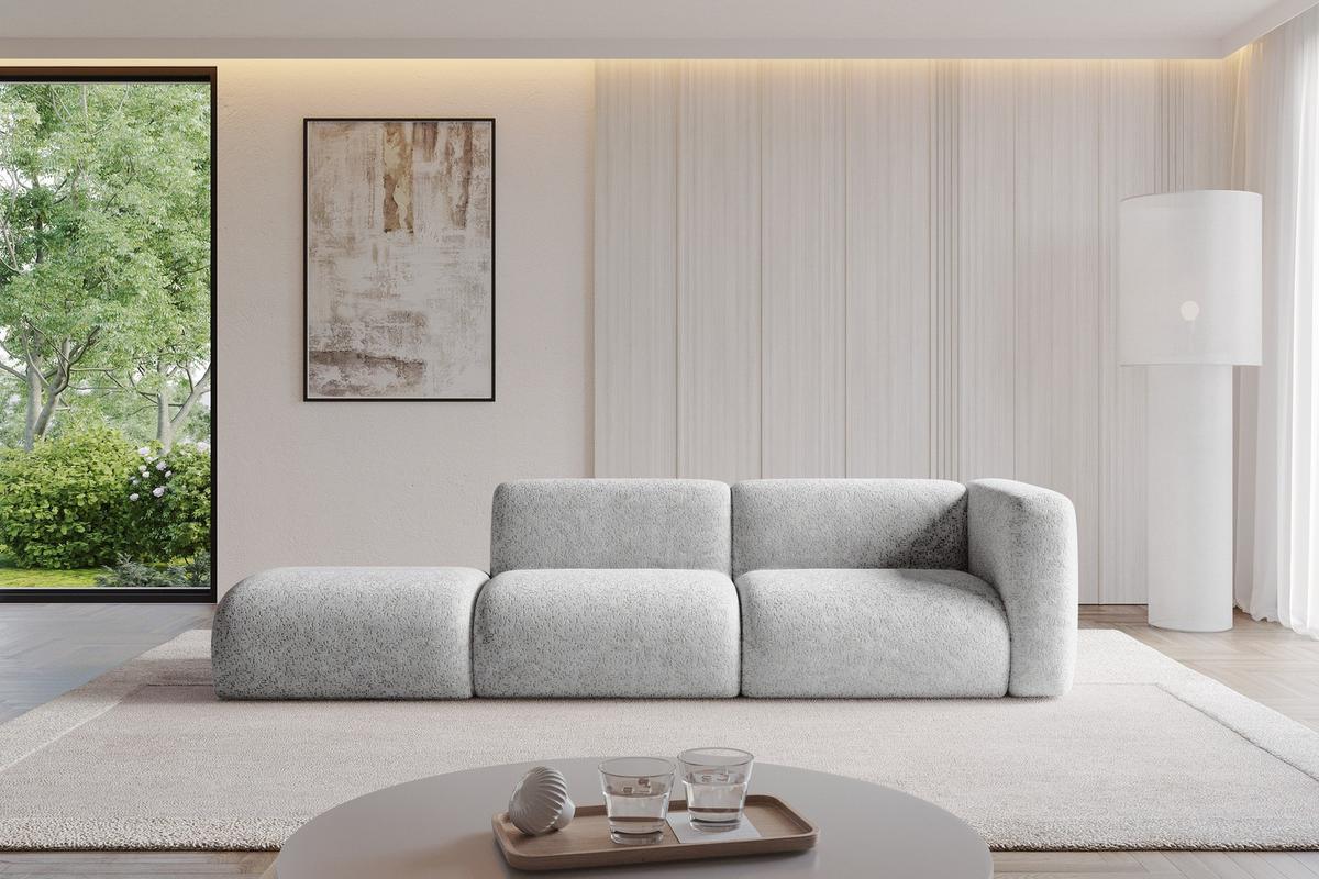 SOFA Ottomane Rechts MIRA-S3 296x89x70 Grau Velours - Schwarz/Grau, Holzwerkstoff/Kunststoff (296/70/89cm) - ALTDECOR