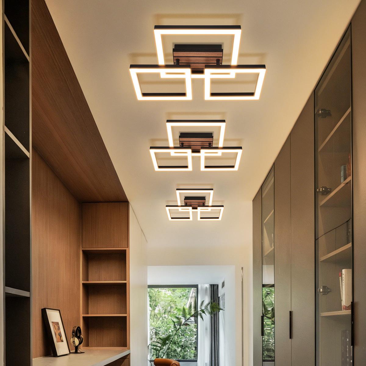 LED DECKENLEUCHTE Fixalin 31.5/38/8 cm - Schwarz, Kunststoff/Metall (31.5/38/8cm) - ZMH
