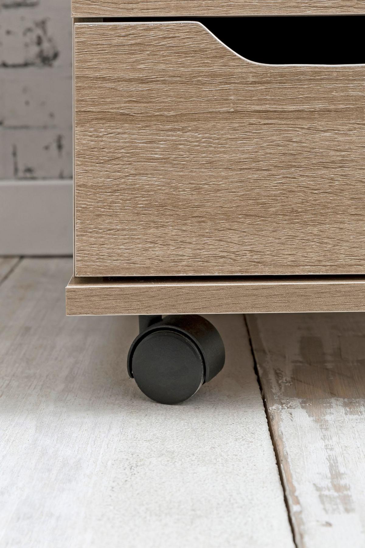 ROLLCONTAINER – Sonoma, 40x60x40 cm, 3 Schubladen, Rollen, für Büro - Schwarz/Braun, Kunststoff (40/60/40cm) - KADIMA DESIGN