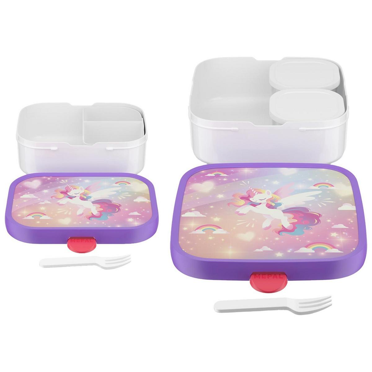 BROTDOSEN-SET Campus (2025) Unicorn Glow 2er Set - Violett/Weiß, Kunststoff (2/2/2cm) - Mepal