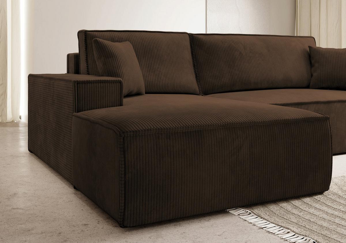 ECKSOFA Farese Braun Cordbezug - Schwarz/Braun, Kunststoff/Textil (267/167cm) - Selsey