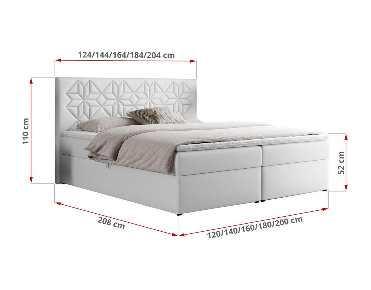 BOXBETT LEILA 140/200 Weiß Kunstleder - H3 - Weiß, Holz/Textil (140/200cm) - MKS