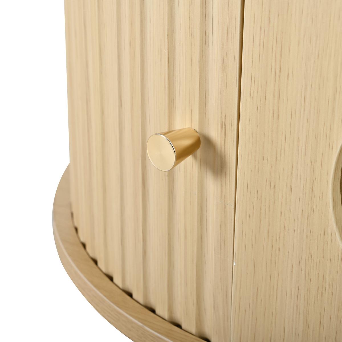 COUCHTISCH in Eiche-Optik – Ovales Design mit Glasschublade & Rolltüren - Eichefarben, Holzwerkstoff (50/100/36cm) - Urban Meuble