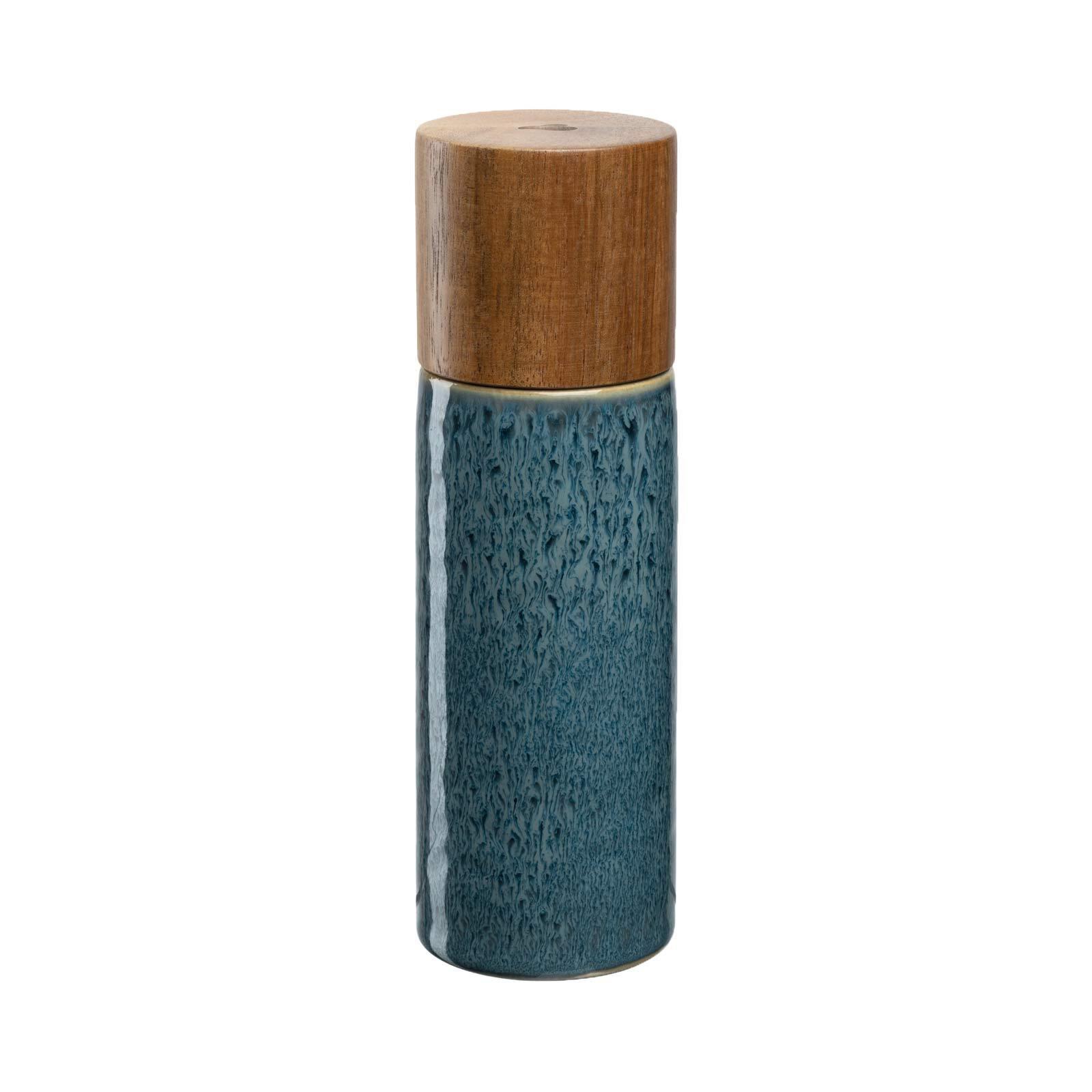 GEWÜRZMÜHLE MATERA blau 17 cm - Blau, Keramik/Holz (5.3/17.3/5.3cm) - Leonardo Living