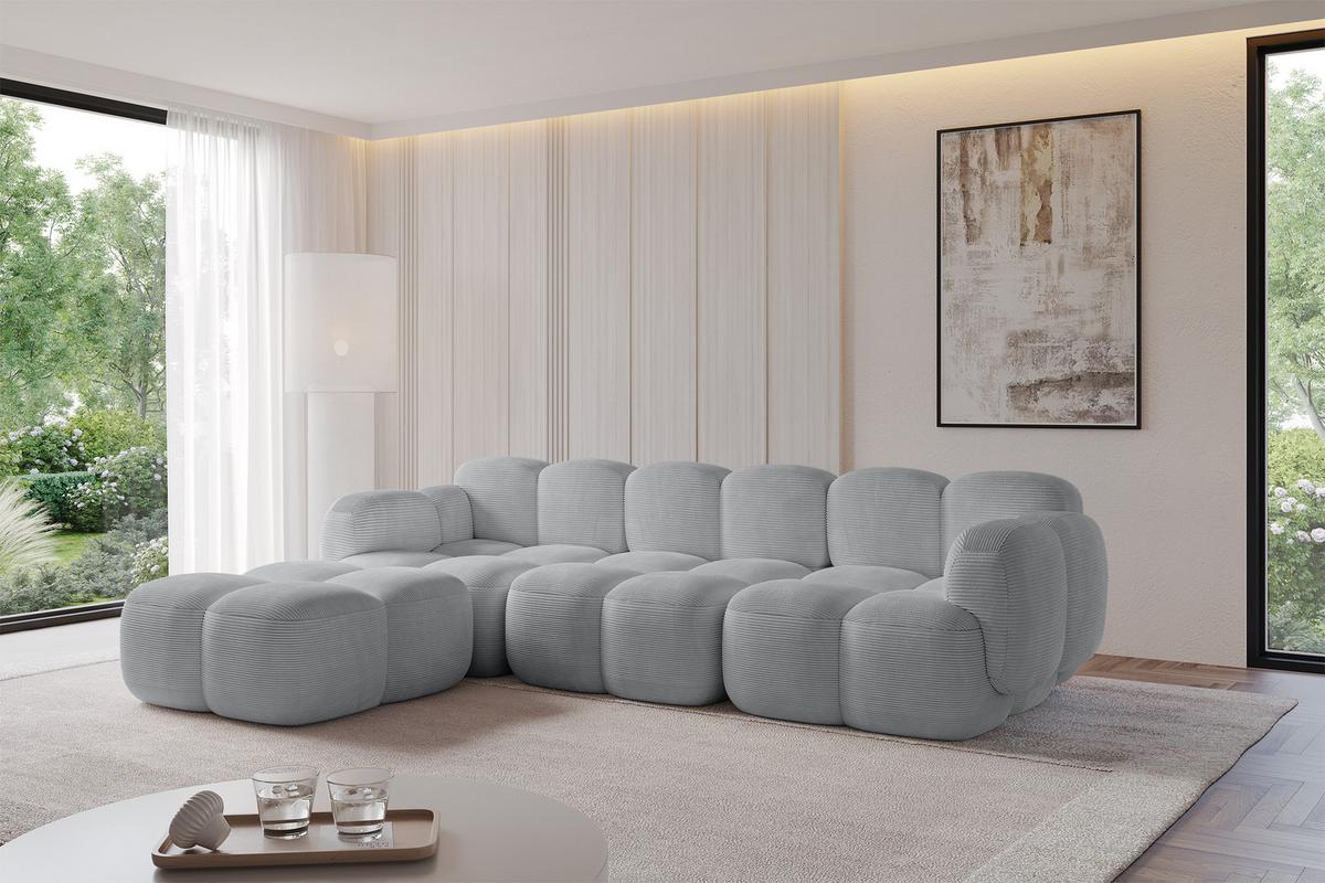 ECKSOFA modulares Sofa Links Miko-L2 302x205x75 Grau Cord - Anthrazit/Schwarz, Holzwerkstoff/Kunststoff (302/205cm) - ALTDECOR
